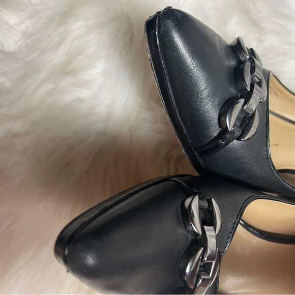 Neiman Marcus Jacki Black Leather slip on heels size 8.5M - Picture 13 of 13